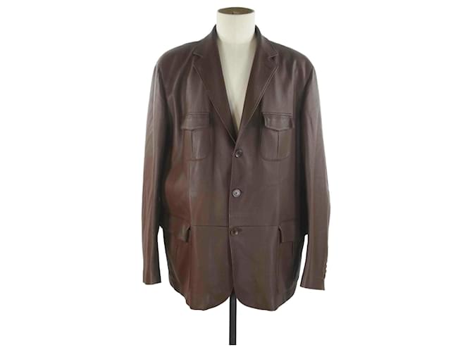 Loro Piana Leather coat Dark red  ref.1158232