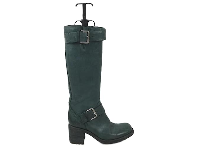 Free Lance Leather boots Green  ref.1158266