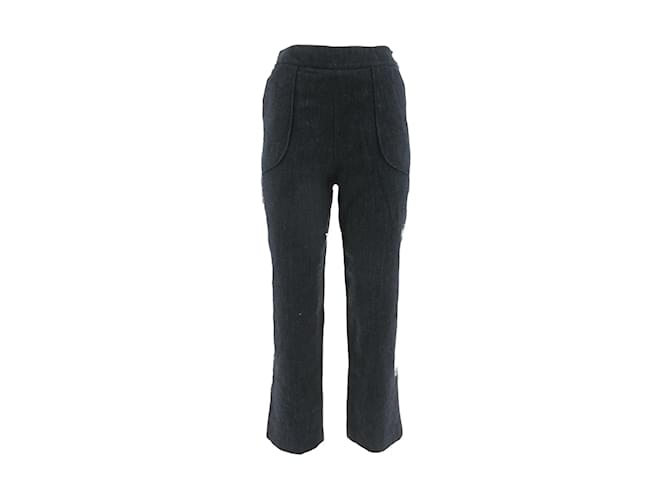 Dior Pantaloni larghi di lino Blu navy Biancheria  ref.1158295
