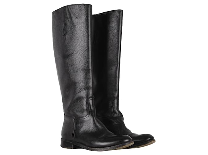 Prada Leather boots Black  ref.1158297