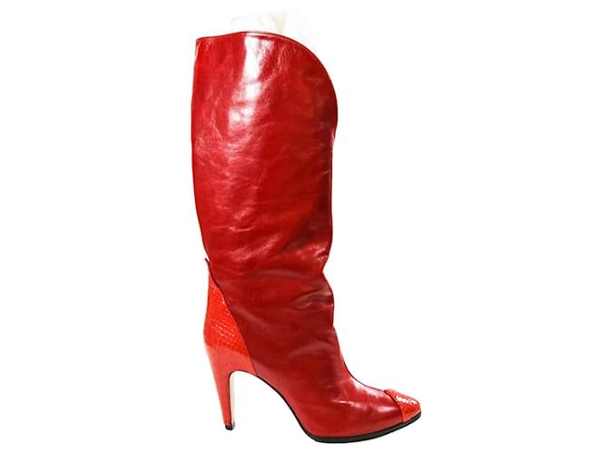 Givenchy Leather cowboy boots Red  ref.1158316