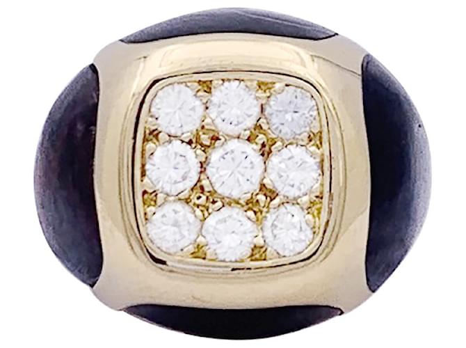 Anillo boucheron, “Anillo de sello”, oro amarillo, madera y diamantes.  ref.1158335
