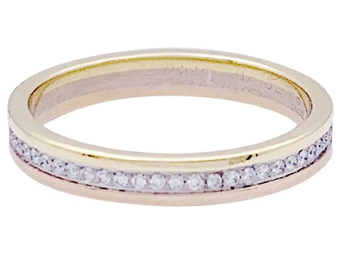 inconnue Cartier wedding ring “Vendôme Louis Cartier”, three golds and diamonds. White gold Yellow gold Pink gold  ref.1158339