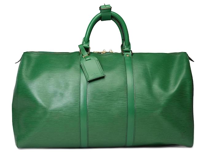 Sac LOUIS VUITTON Keepall en Cuir Vert - 101598  ref.1158343