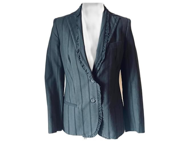 ROBERTO CAVALLI black blazer with animalier interior Cotton  ref.1158449