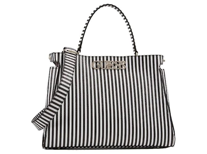 GUESS Uptown Chic Stripe white bag/new black Synthetic  ref.1158450