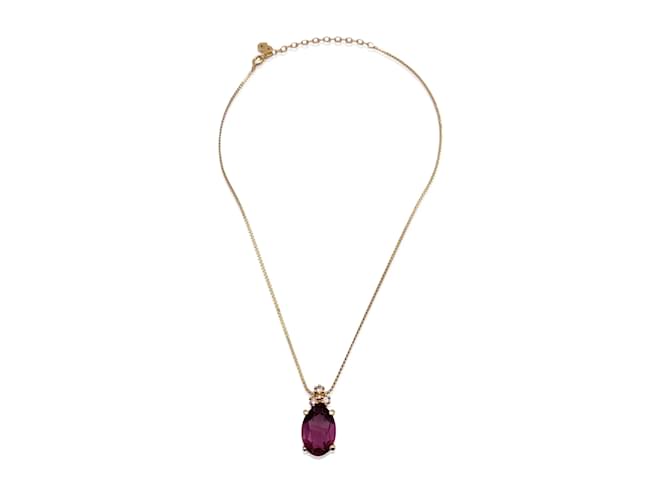 Christian Dior Collar con colgante de cristal púrpura ovalado de oro vintage Dorado Metal  ref.1158470