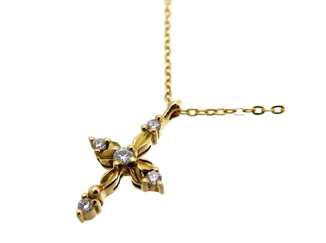 & Other Stories 18K Diamond Fairy Cross Necklace Golden Metal Gold  ref.1158513