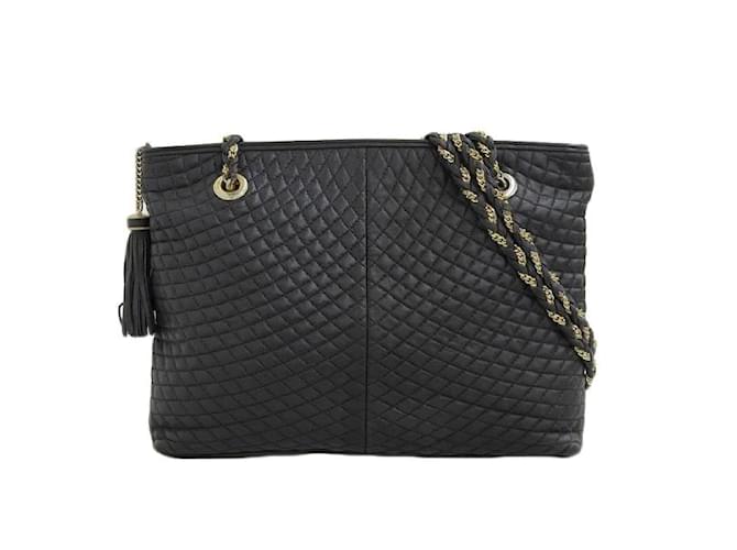 Bally Quilted Chain Shoulder Bag Black Leather Pony-style calfskin  ref.1158536