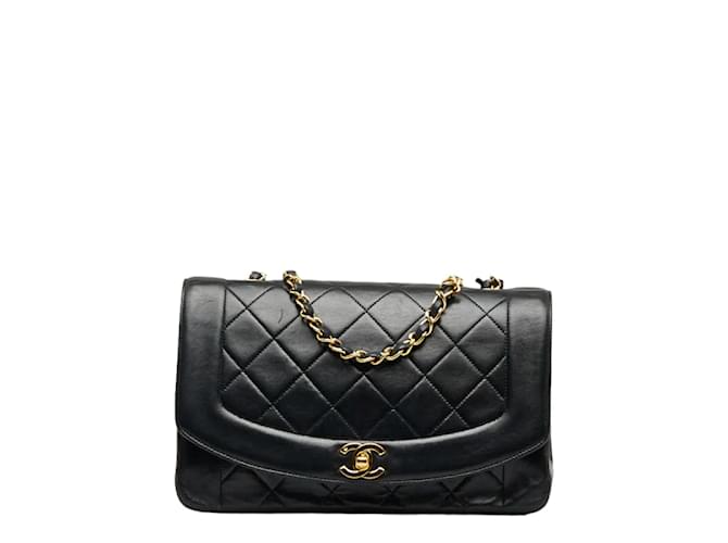 Chanel Diana Flap Crossbody Bag Black Leather Lambskin  ref.1158549