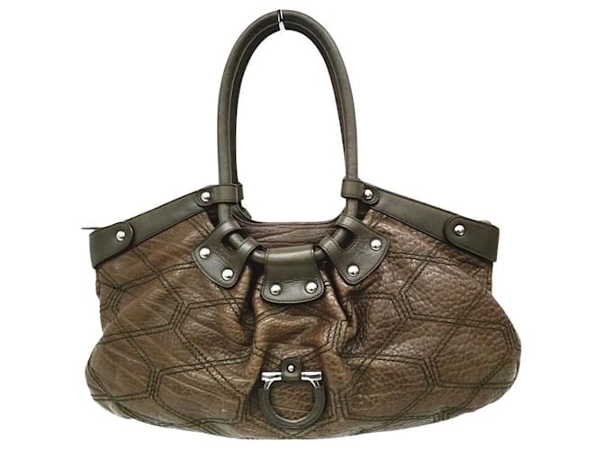 Salvatore Ferragamo Gancini Brown Leather  ref.1158741