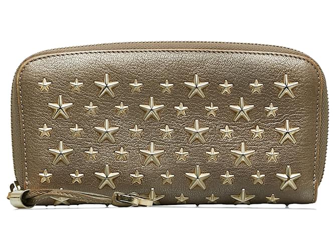 Jimmy Choo Brown Star Studded Filipa Wallet Taupe Leather Pony-style calfskin  ref.1158904