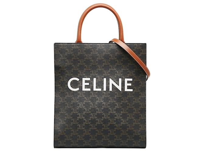 Céline Celine Brown Small Triomphe Vertical Cabas Cloth Cloth  ref.1158924