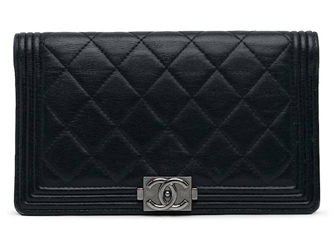 Chanel Black Boy Yen Wallet Leather  ref.1158950