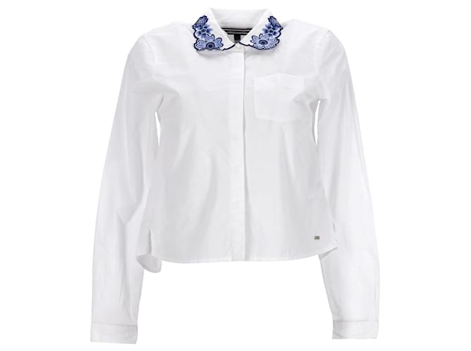 Tommy Hilfiger Camisa feminina de algodão com ajuste confortável Branco  ref.1159041