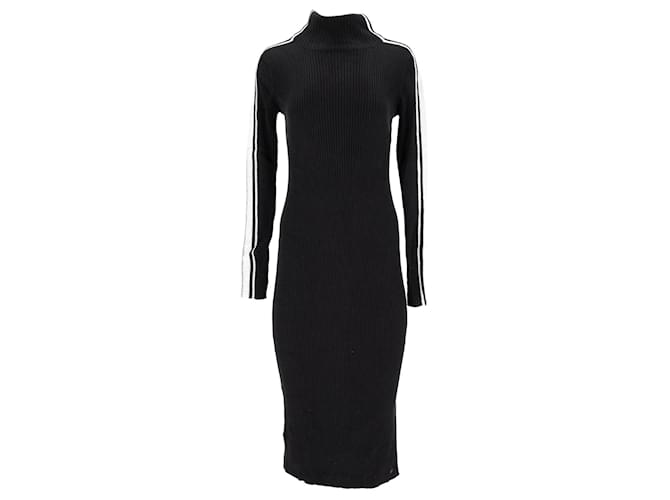 Tommy Hilfiger Womens Mock Turtleneck Metallic Sidestripe Dress Black Cotton  ref.1159045