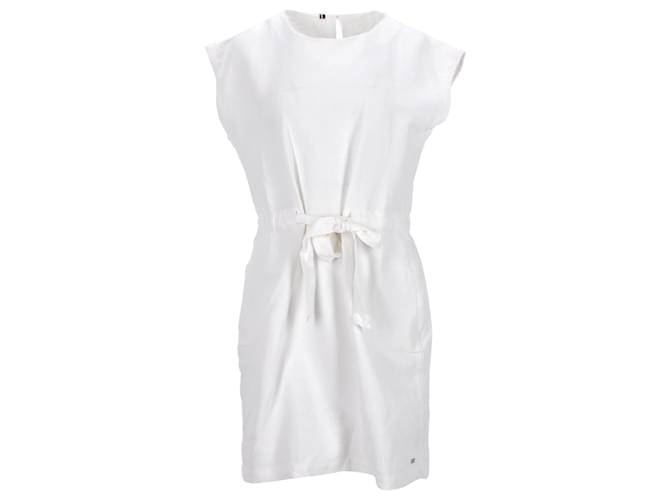 Tommy Hilfiger Damen-Taillenbindekleid aus Ecru-Baumwolle Weiß Roh  ref.1159053