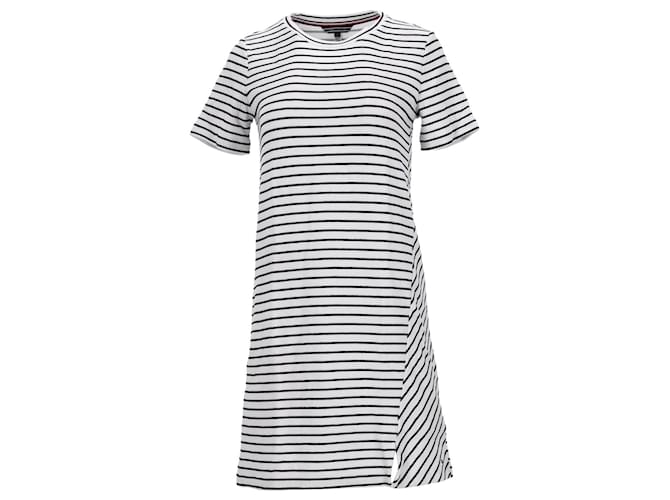 Tommy Hilfiger Womens Stripe Regular Fit Dress in White Polyester  ref.1159060