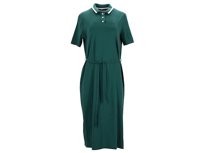Tommy Hilfiger Vestido tipo polo elástico de algodón para mujer en algodón verde  ref.1159062