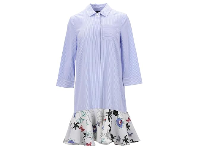 Tommy Hilfiger Womens Falred Hem Shirt Dress in Light Blue Cotton  ref.1159074