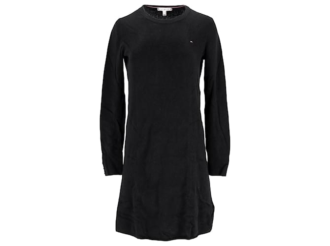 Tommy Hilfiger Womens Pure Cotton Jumper Dress in Black Cotton  ref.1159080