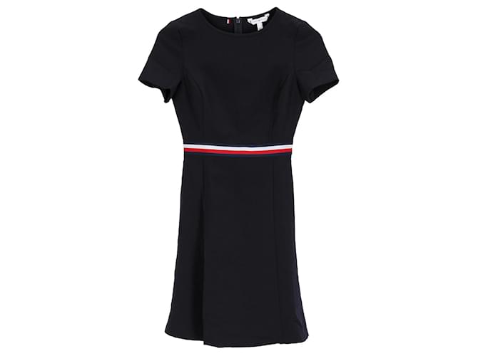 Tommy Hilfiger Damen-Kleid mit kurzen Ärmeln und ausgestelltem Schnitt Marineblau Polyester  ref.1159087