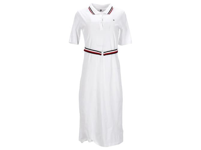 Vestido polo feminino Tommy Hilfiger com cinto em algodão branco  ref.1159099