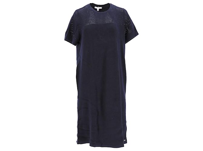 Tommy Hilfiger Robe pull en maille pour femme en coton bleu marine  ref.1159115