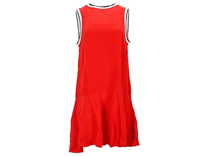 Vestido feminino Tommy Hilfiger sem mangas regular fit em viscose vermelha Vermelho Fibra de celulose  ref.1159122