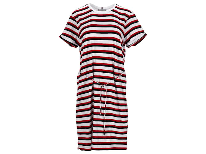 Tommy Hilfiger Damen-Streifen-T-Shirt-Kleid aus mehrfarbiger Baumwolle Mehrfarben  ref.1159154