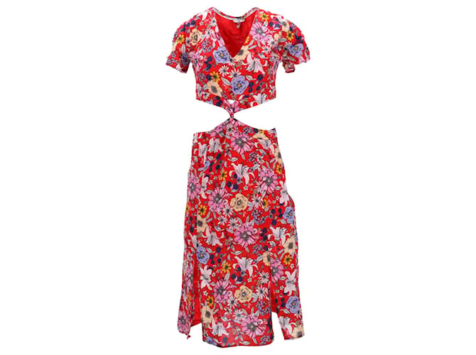 Tommy Hilfiger Womens Floral Festival Cutout Dress in Red Polyester  ref.1159155
