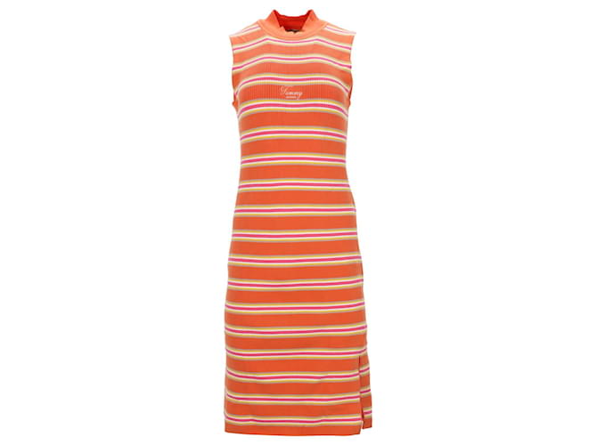 Tommy Hilfiger Womens Organic Cotton High Neck Striped Dress in Orange Cotton  ref.1159158
