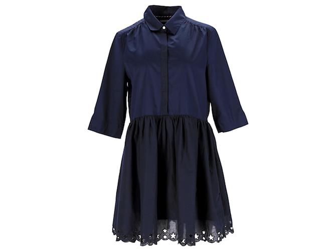 Tommy Hilfiger Womens Fitted Dress in Navy Blue Cotton  ref.1159164