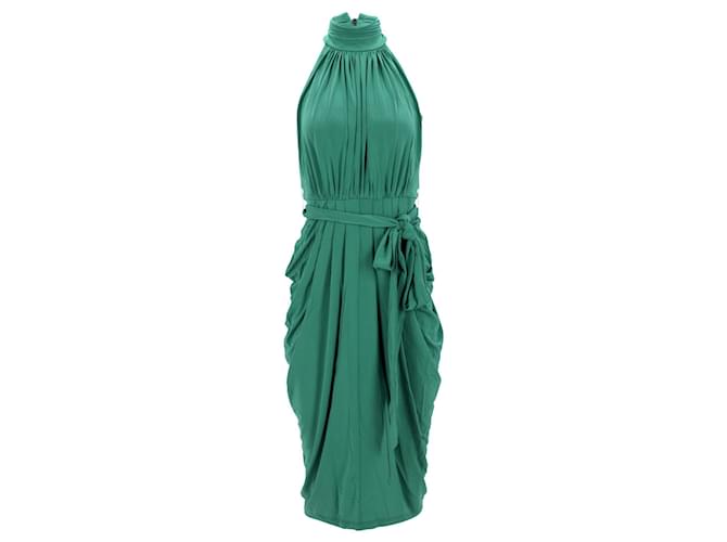 Tommy Hilfiger Womens Zendaya Halter Neck Dress in Green Acetate Cellulose fibre  ref.1159168