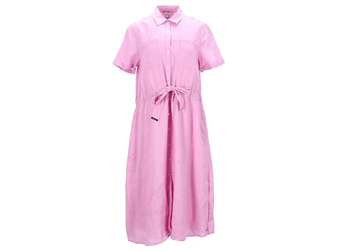 Tommy Hilfiger Womens Linen Midi Dress in pink Linen  ref.1159181