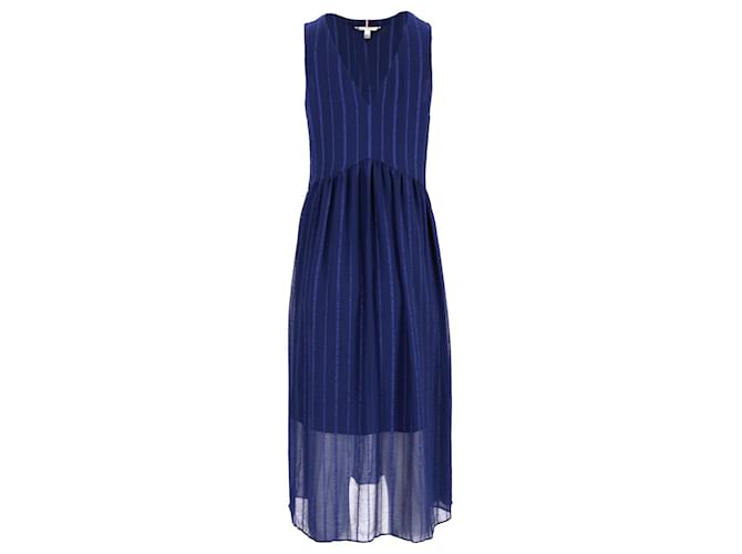 Tommy Hilfiger Damen-Chiffonkleid mit strukturierten Streifen aus blauem Polyester  ref.1159193