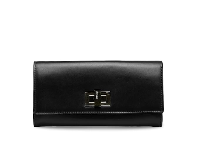 Fendi Peekaboo Leather Continental Wallet  8M0377 Black  ref.1159207