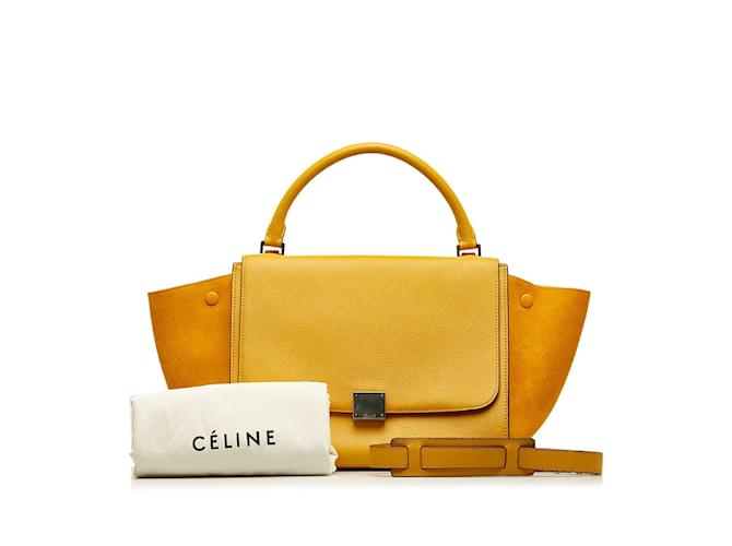 Céline Leather & Suede Trapeze Handbag Yellow  ref.1159210