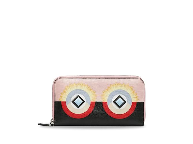 Fendi Monster Continental Wallet  8M0299 Pink Leather Pony-style calfskin  ref.1159225