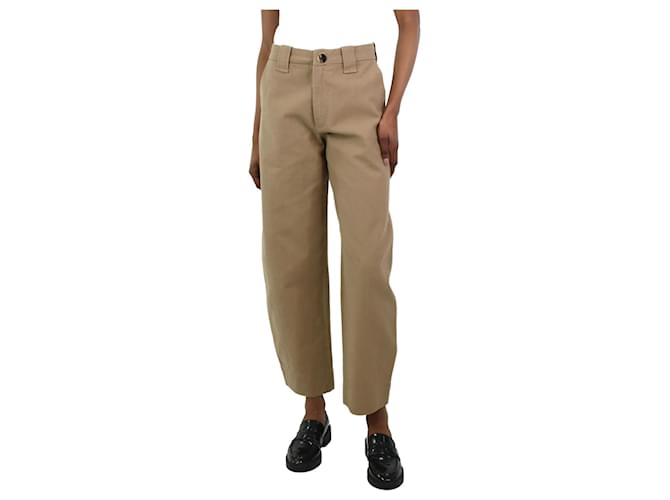 Ganni Neutral wide-leg trousers - size EU 34 Beige Cotton  ref.1159245
