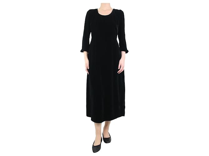 Autre Marque Black velvet midi dress - size UK 12 Polyester  ref.1159257