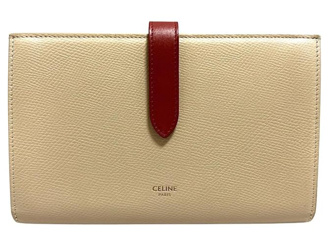 Céline Large Strap Wallet Beige Leather  ref.1159387