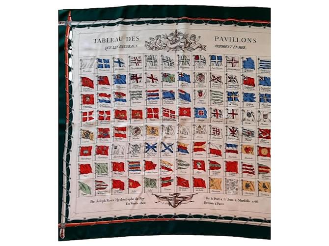 Hermès "table of the flags that ships display at sea" Multiple colors Silk  ref.1159884