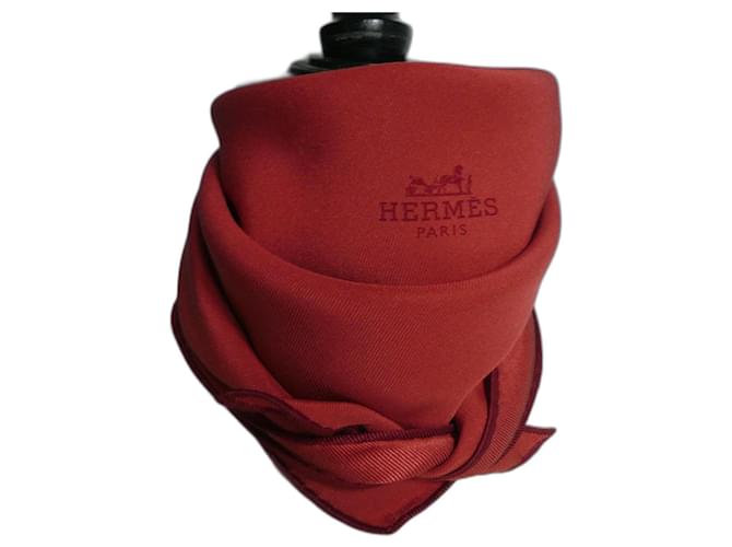 Hermès HERMES Silk Scarf Burgundy Dark red  ref.1159957