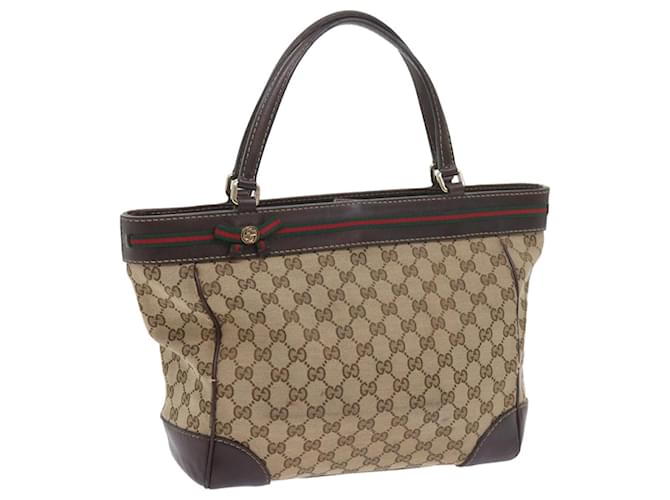 Sac cabas GUCCI GG Canvas Web Sherry Line Rouge Beige Vert 257061 auth 60154  ref.1159979