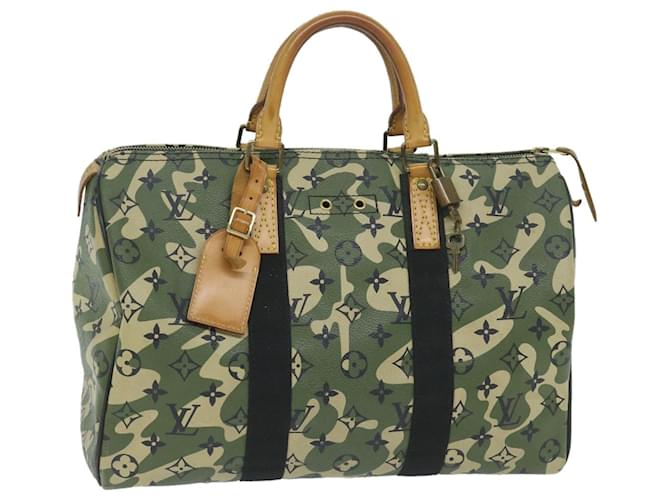 LOUIS VUITTON Camouflage Takashi Murakami Speedy 35 Hand Bag M95773 auth 59356A Green Cloth  ref.1159998