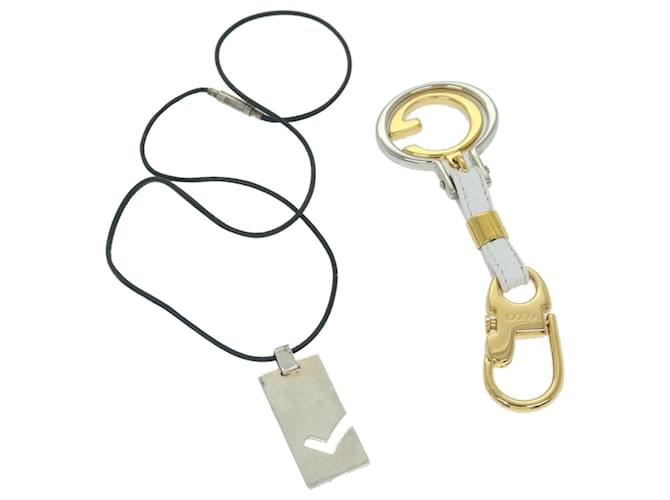 GUCCI Necklace Key Holder Metal 2Set Gold Silver Auth bs10239 Silvery Golden  ref.1160003