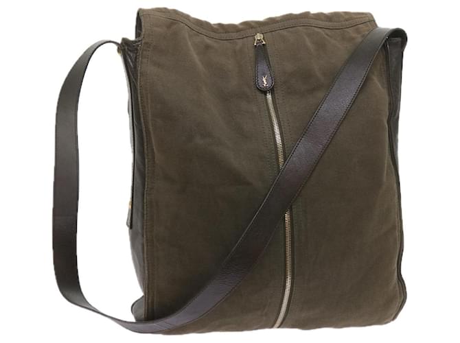 SAINT LAURENT Shoulder Bag Canvas Khaki Auth bs9927 Cloth  ref.1160005