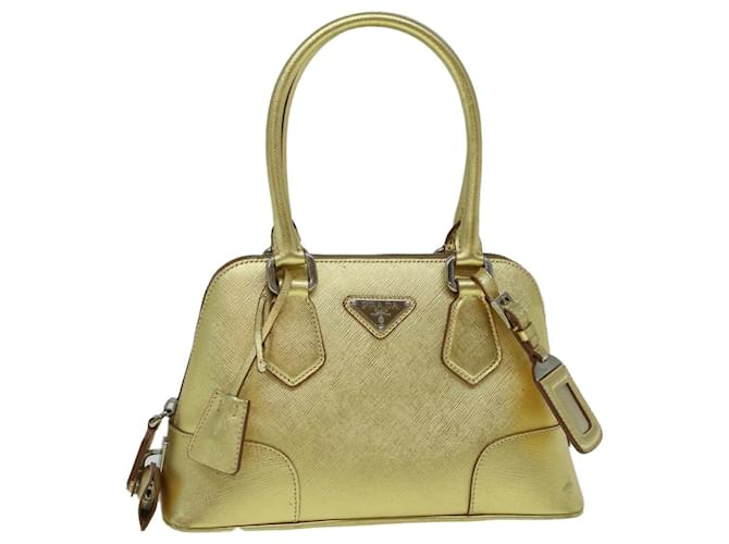 Saffiano PRADA Hand Bag Safiano leather Gold Auth 60231A Golden  ref.1160016