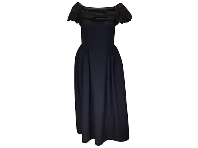 Autre Marque Simone Rocha Black Short Sleeved Wool Midi Dress  ref.1160088
